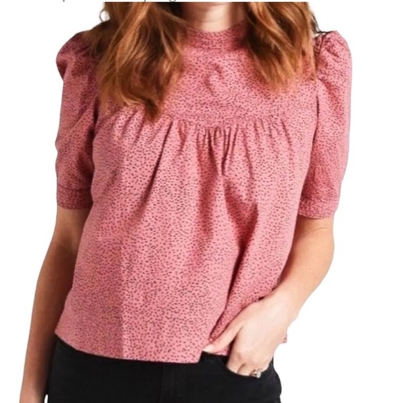 Anthropologie Citizens Of Humanity Top Dorothy Puff Sleeve Blouse Pink — Size S - Picture 1 of 8